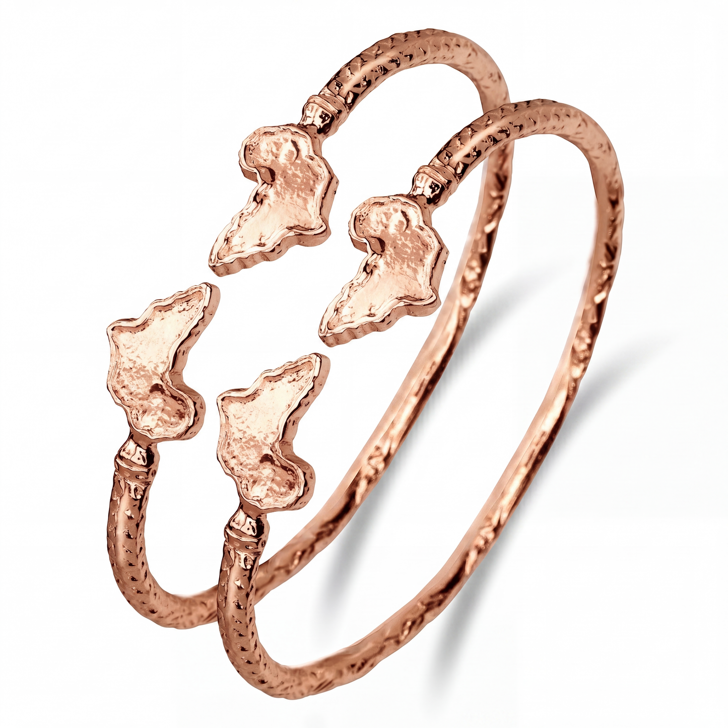 African Map Pure Copper Bangles, 1 pair
