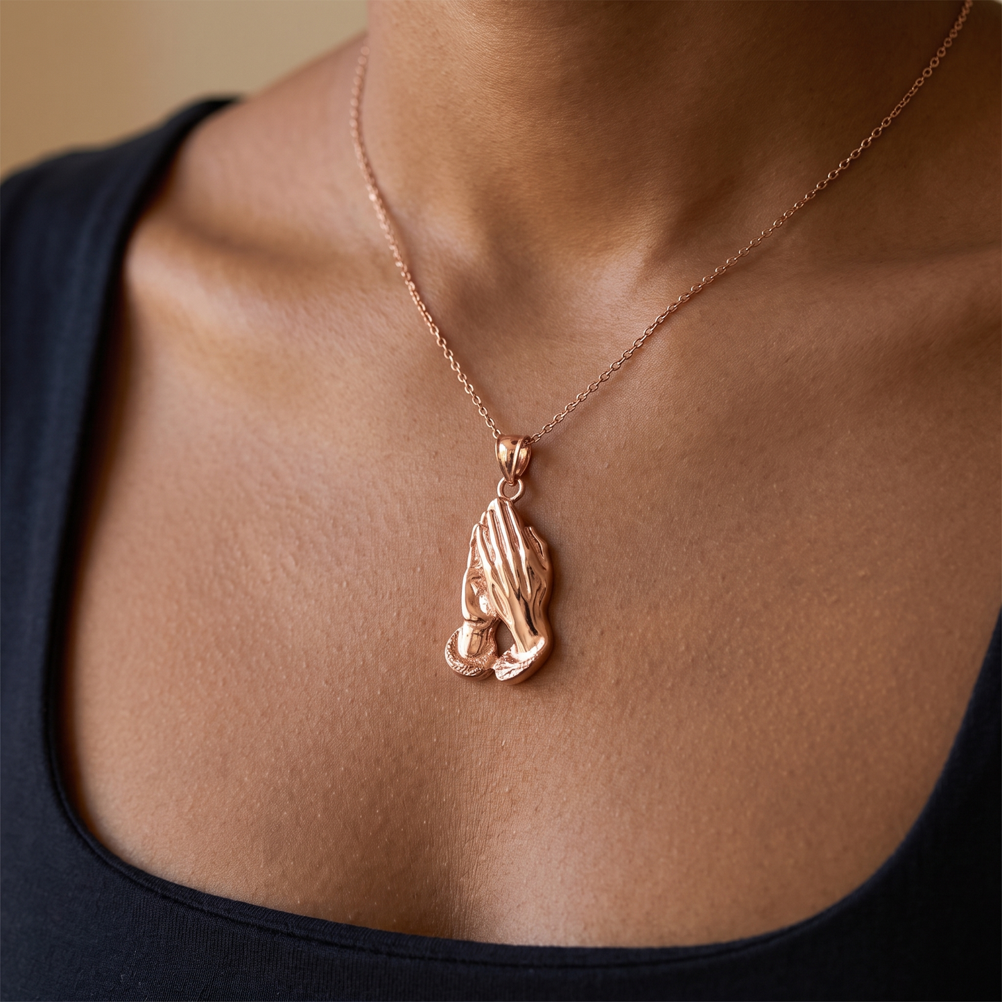 Better Jewelry Copper LARGE Praying Hands Pendant - MADE IN USA (7 grams)