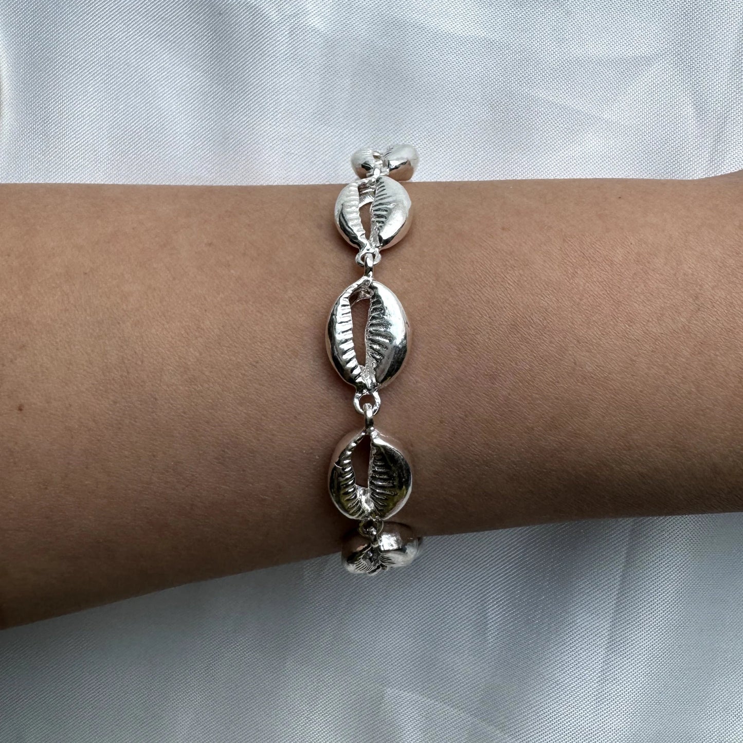 Better Jewelry Cowrie Shell .925 Sterling Silver Adjustable Link Bracelet