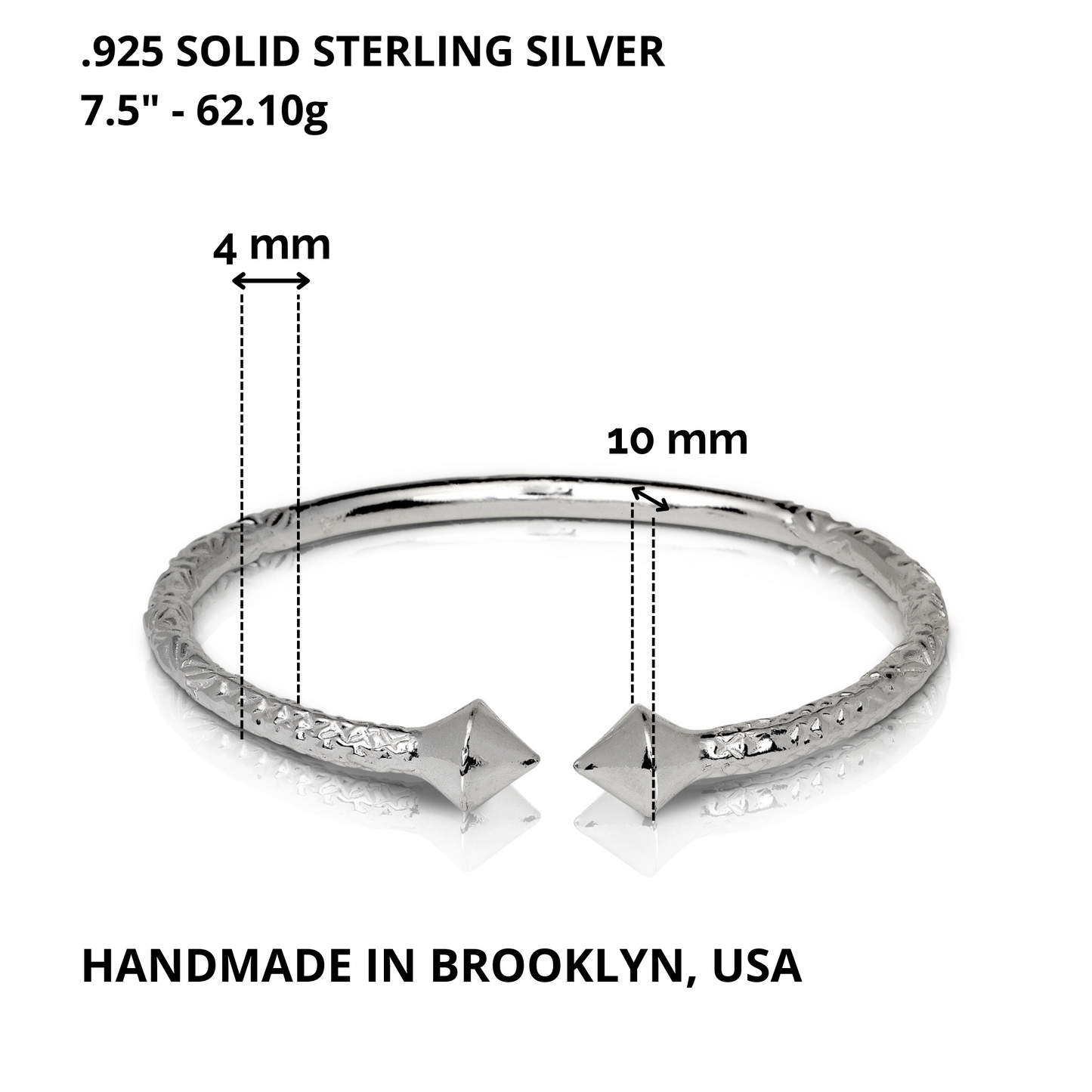 Better Jewelry Thick Pyramid Ends .925 Sterling Silver West Indian Bangles (Pair)