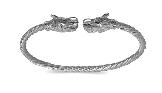 Dragon ends coiled rope West Indian bangle .925 Sterling silver (MADE IN USA) - Betterjewelry