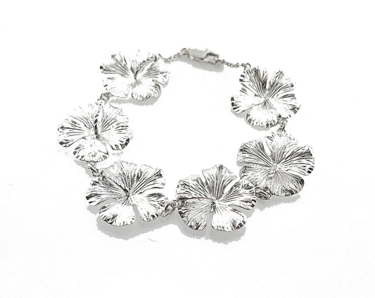 Better Jewelry Hibiscus Flower .925 Sterling Silver Bracelet