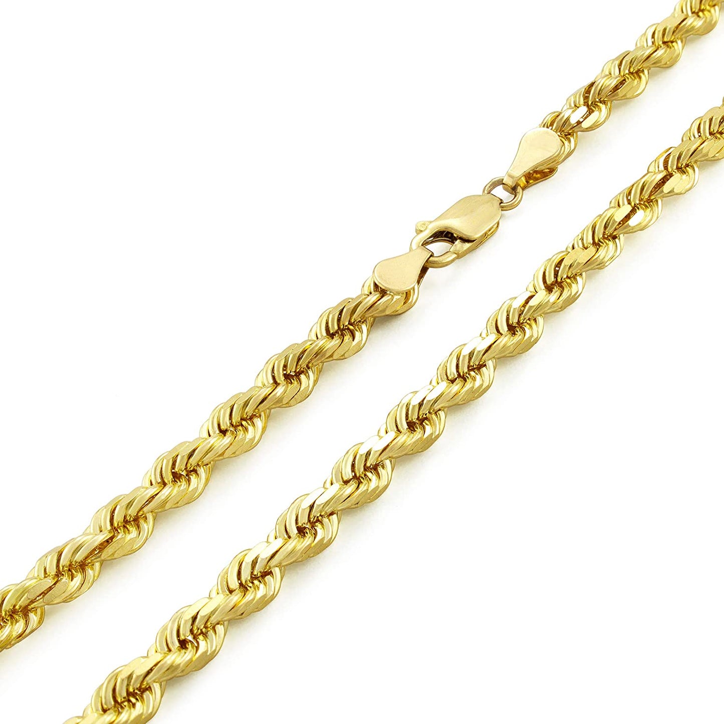 Rope Diamond Cut Chain Necklace 14k Gold Plated .925 Sterling Silver