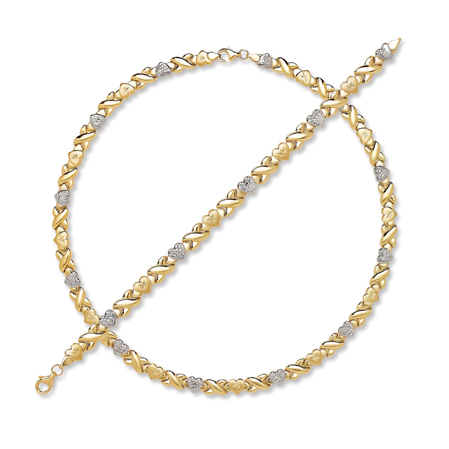 Better Jewelry 10K Yellow Gold "XO" Set (Bracelet + Necklace)