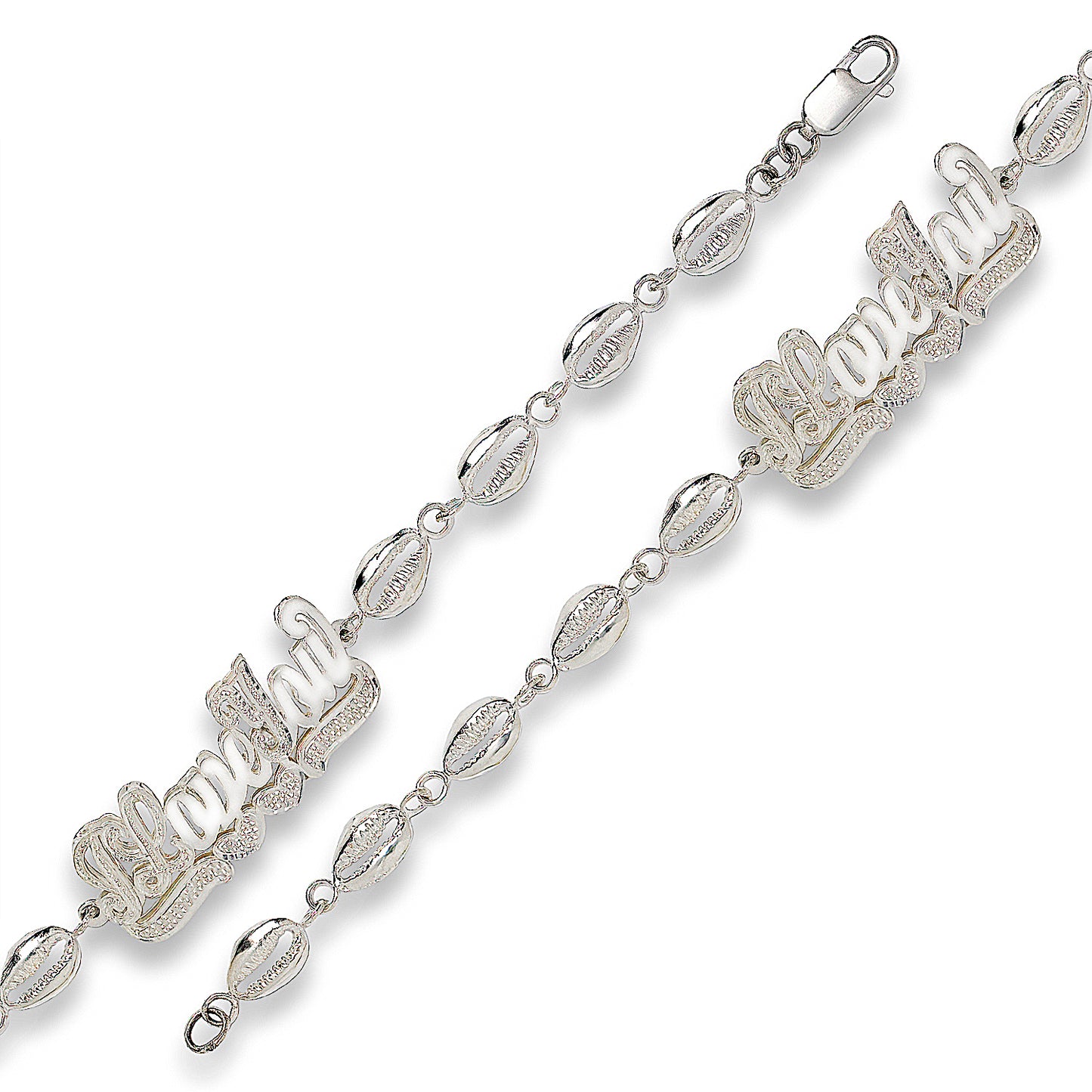 Better Jewelry .925 Sterling Silver Cowrie Shell Links "I Love You" Bracelet