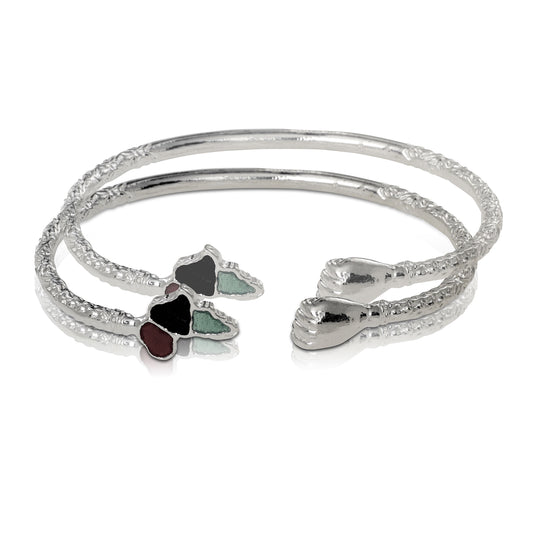 .925 Sterling Silver African power fist bangles (pair) - Betterjewelry