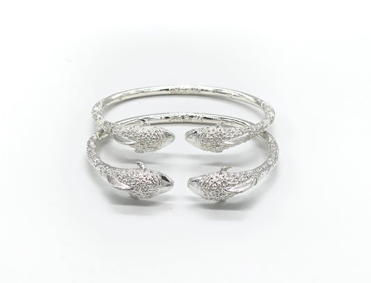 Better Jewelry Dolphin .925 Sterling Silver West Indian Bangles, 1 pair