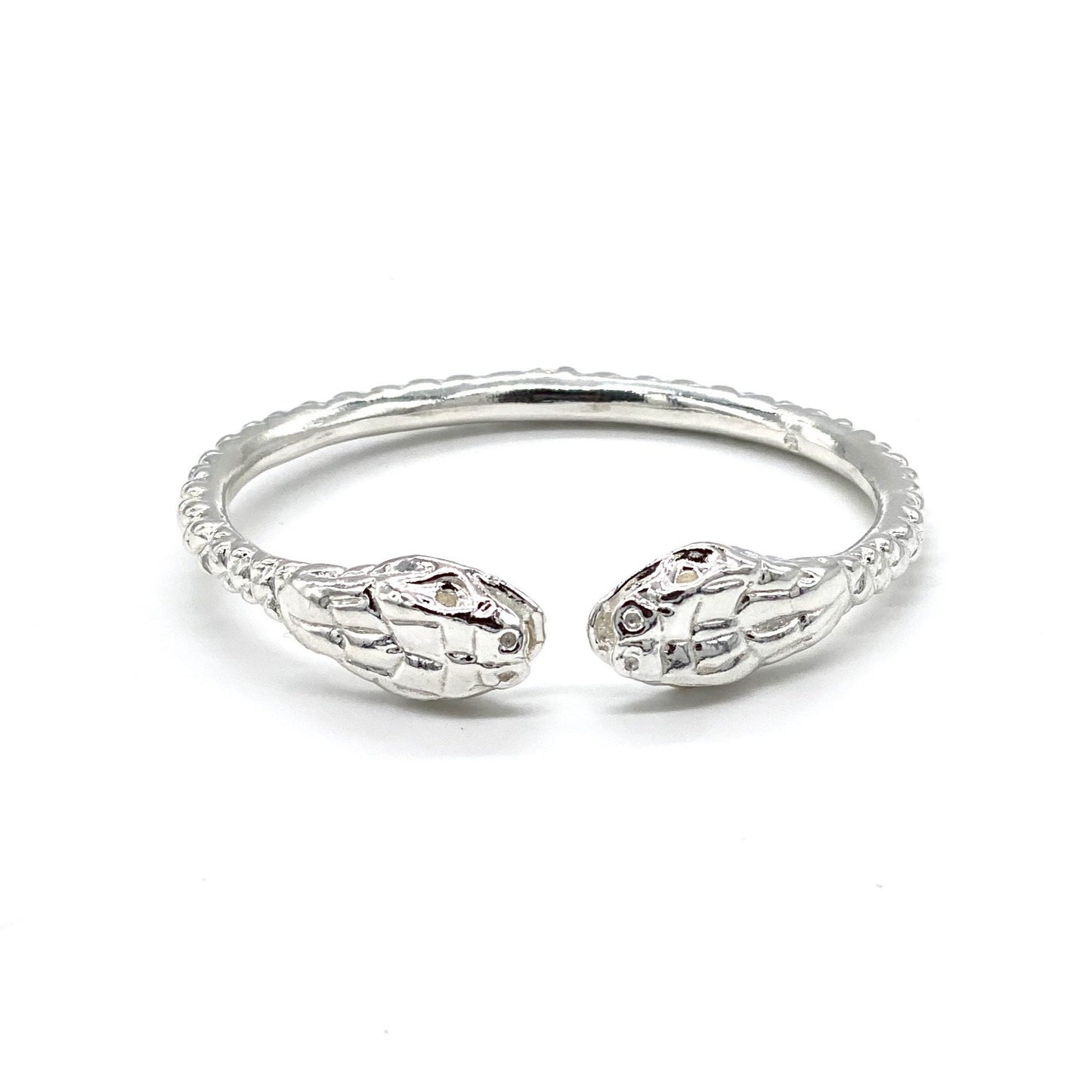 Thick Snake Ends .925 Sterling Silver West Indian Bangle - Betterjewelry