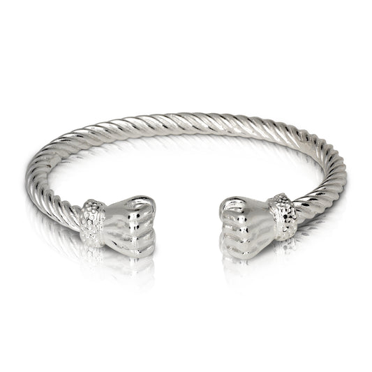 Better Jewelry Fist Ends Coiled Rope West Indian Bangle .925 Sterling Silver,1 piece
