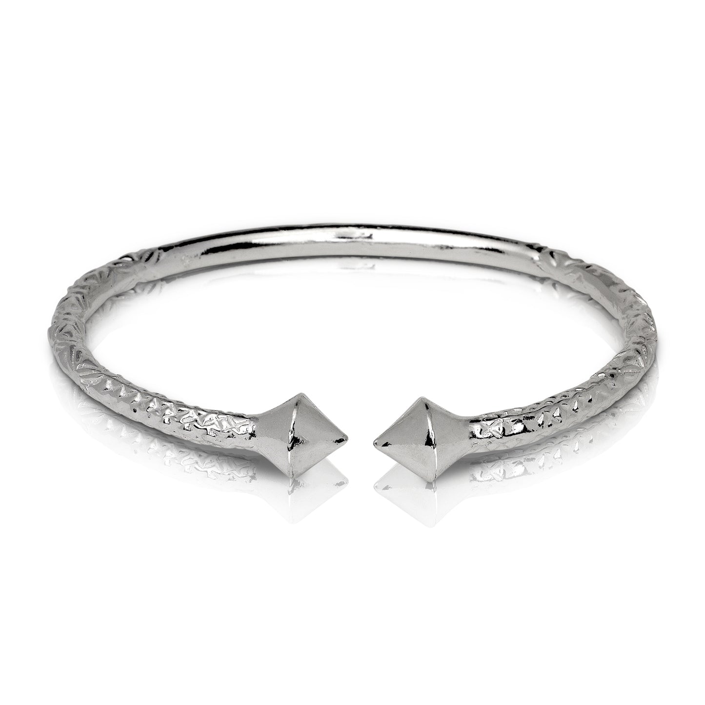 Better Jewelry Thick Pyramid Ends .925 Sterling Silver West Indian Bangle (1 piece)