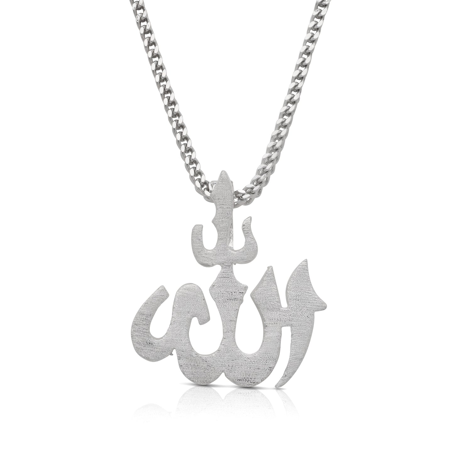 Better Jewelry Sterling Silver .925 Satin Brushed Muslim Islam Allah Pendant Necklace