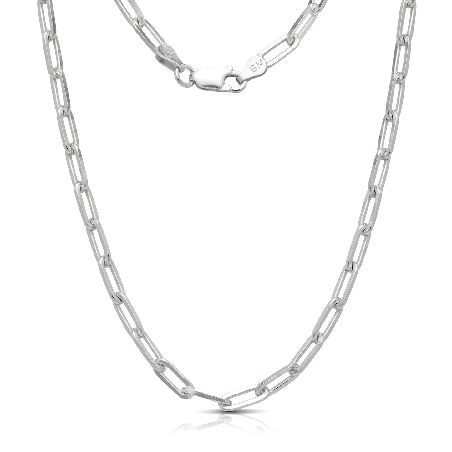 Paperclip Link Chain Necklace .925 Sterling Silver