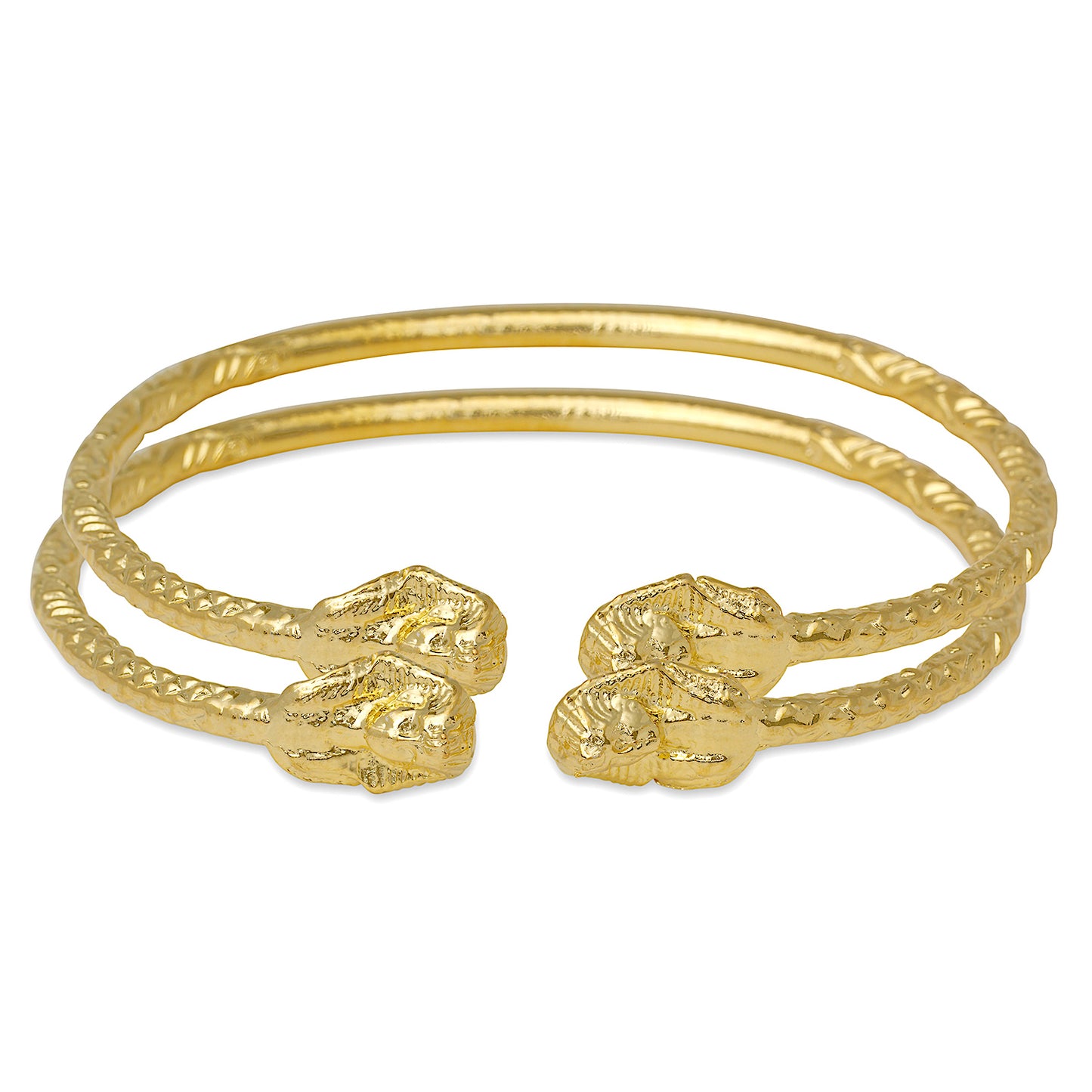Better Jewelry Pharaoh Ends West Indian Bangles 14K Gold Plated .925 Sterling Silver (Pair)