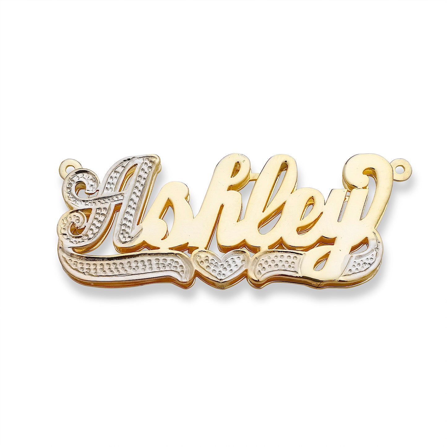 Better Jewelry Heart Script 10K Gold Double Nameplate Necklace