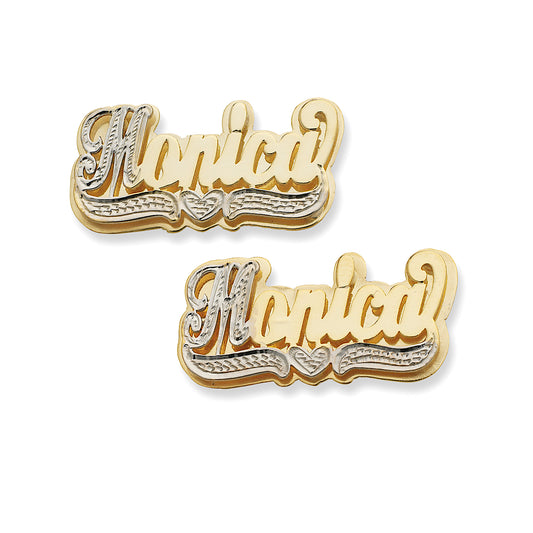 Better Jewelry Script Double 14K Gold Nameplate Stud Earrings