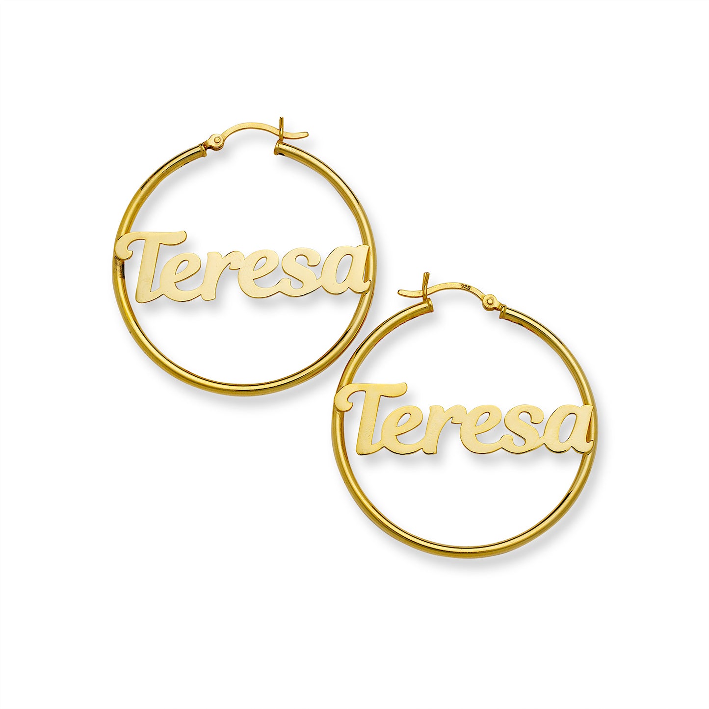 Better Jewelry Magnolia Script Name Hoop Gold 10K Earrings