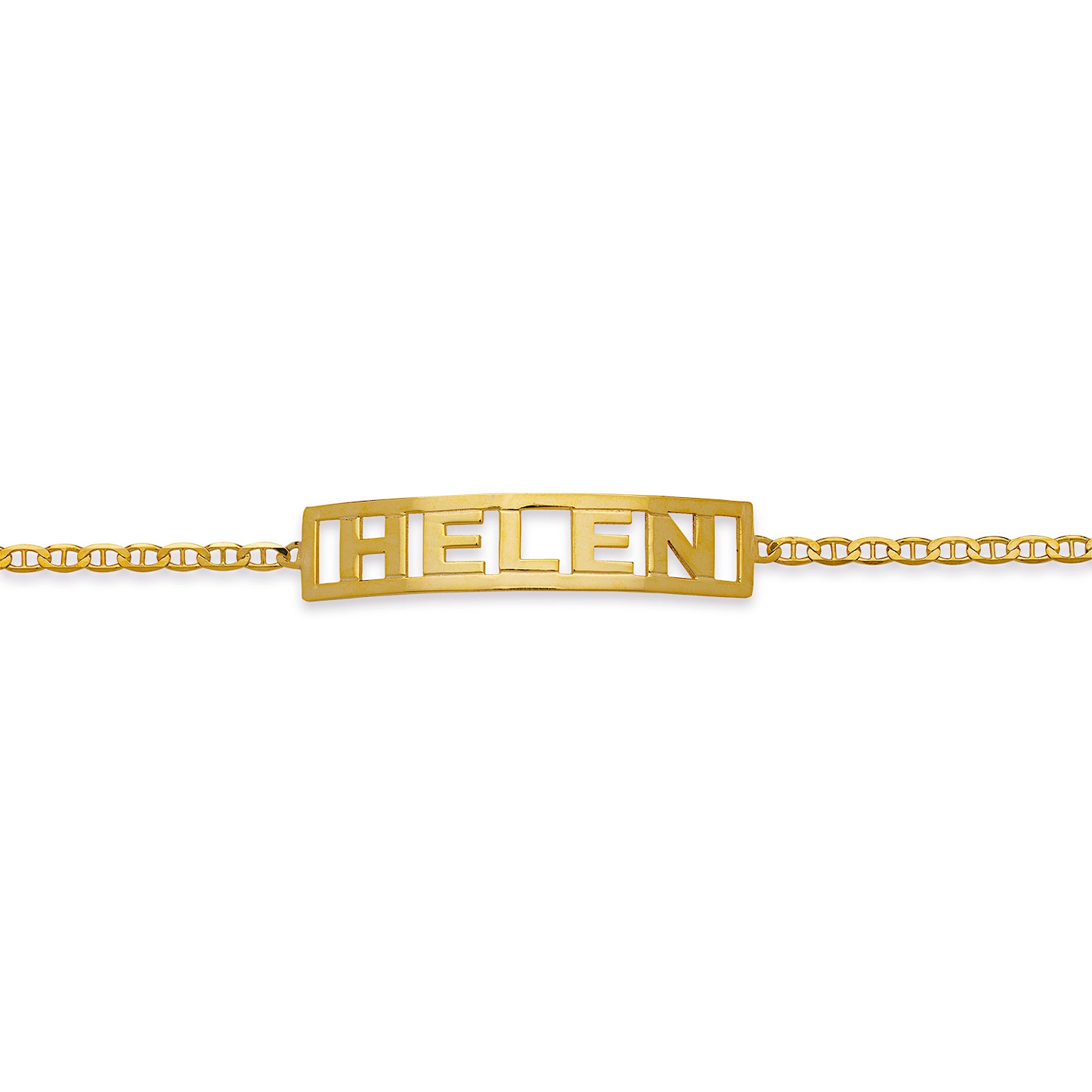 Better Jewelry Personalized Block 14K Gold Single Nameplate Bracelet