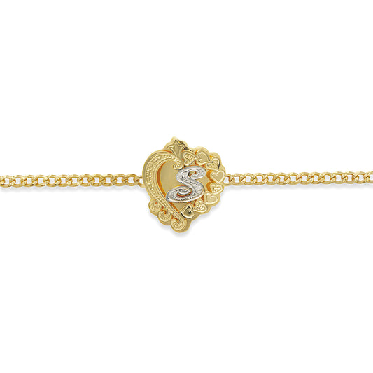 Better Jewelry Initial Heart 14K Gold Double Plate Bracelet