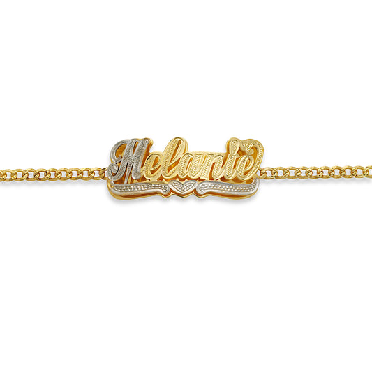 Better Jewelry Personalized 10K Gold Double Nameplate Heart Bracelet
