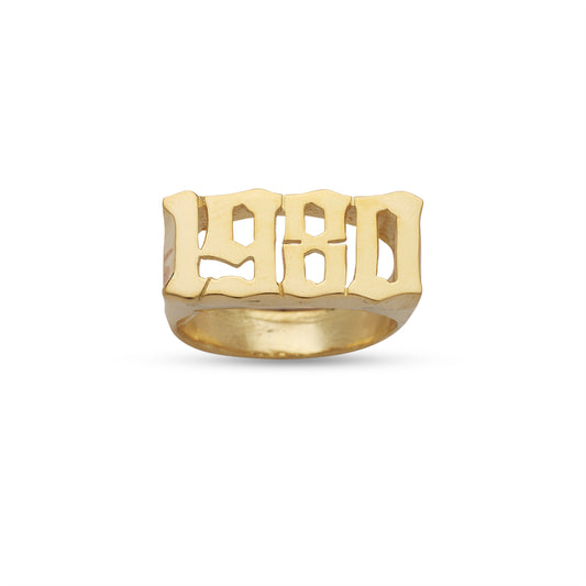 Better Jewelry Gothic Number 14K Gold Ring
