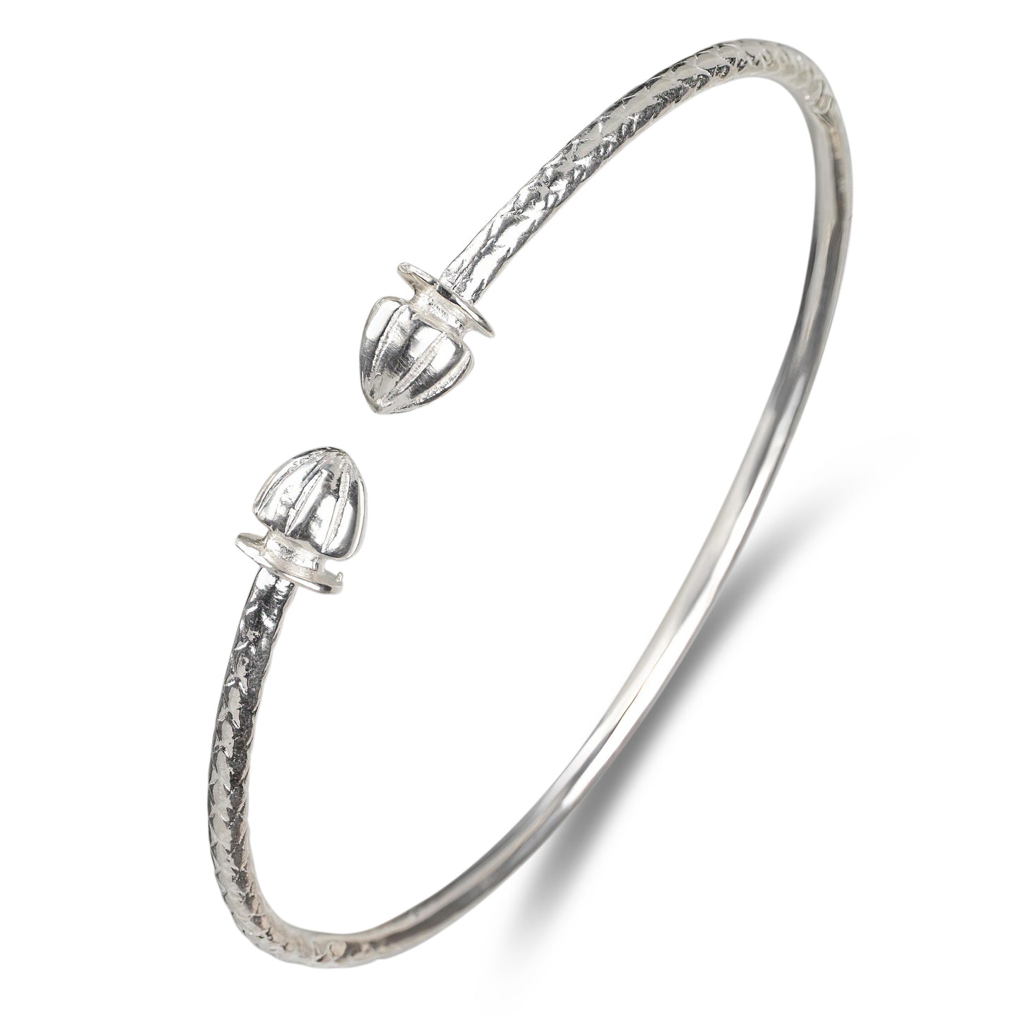 Better Jewelry Acorn .925 Sterling Silver West Indian Bangles (Pair)