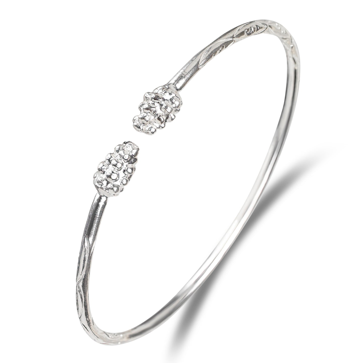 Better Jewelry Grape Bunch Ends .925 Sterling Silver West Indian Bangle - 1 PIECE