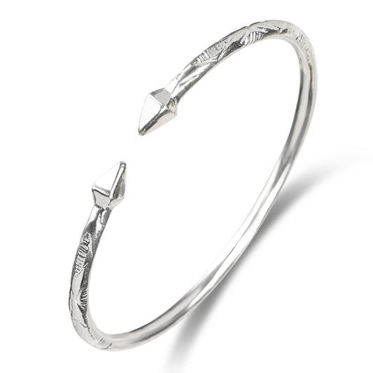 Better Jewelry Pyramid .925 Sterling Silver West Indian Bangle, 1 piece