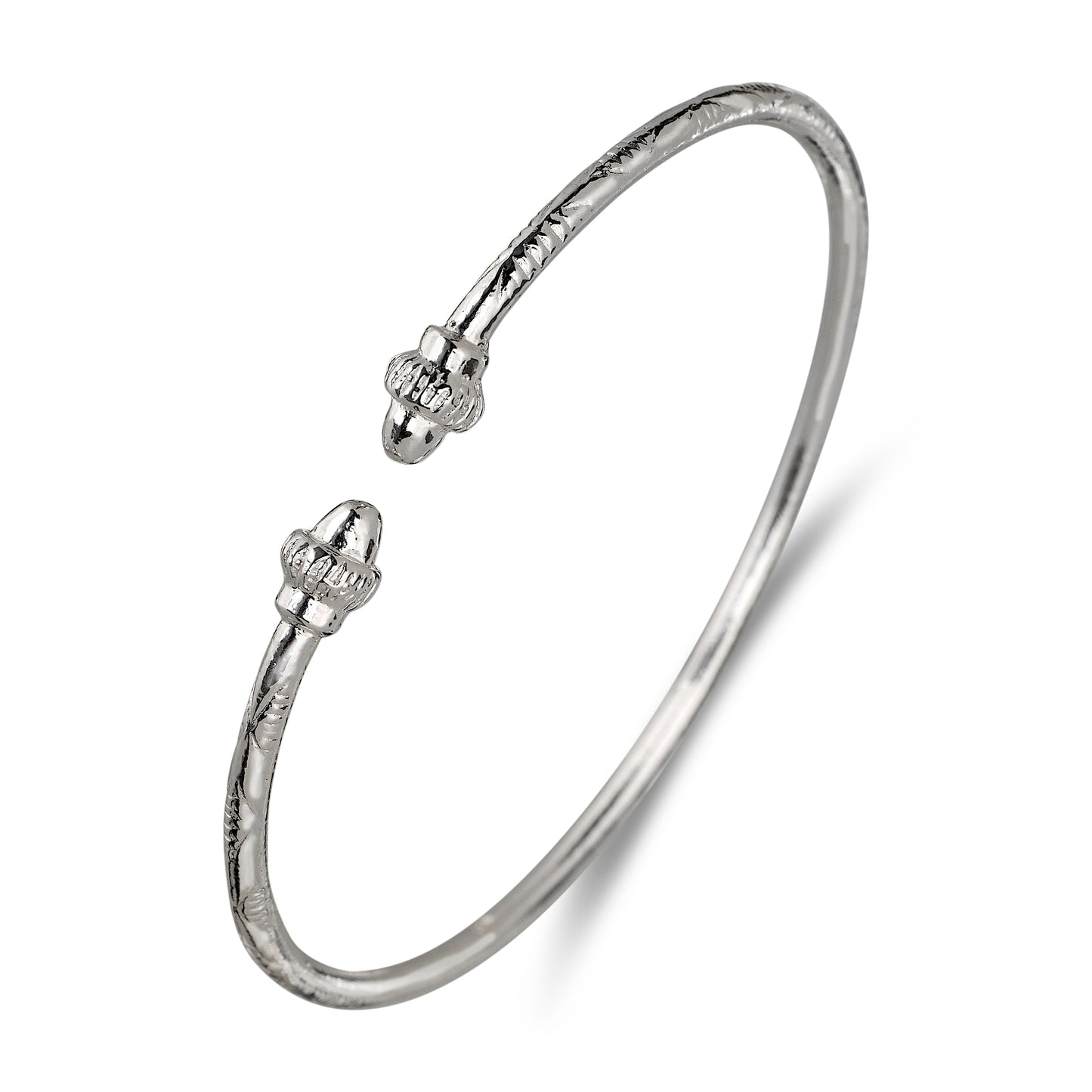 Better Jewelry Ridged Belt .925 Sterling Silver West Indian Bangles, 1 pair