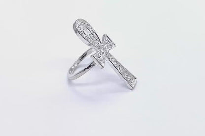 Better Jewelry Etched Ankh Ring .925 Solid Sterling Silver Ring (7.5 grams)
