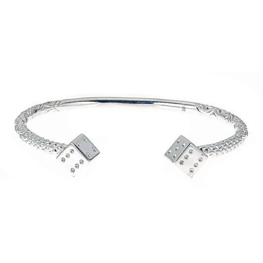 Dice Ends .925 Sterling Silver West Indian Bangle (52 grams) - Betterjewelry