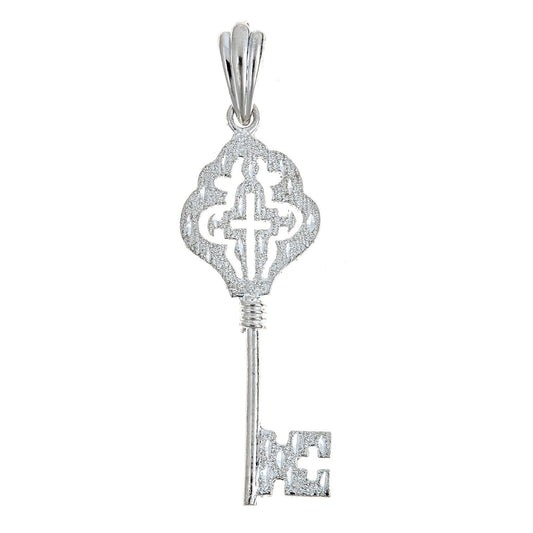 925 Sterling Silver Antique Key Cross Pendant - MADE IN USA (8 grams) - Betterjewelry