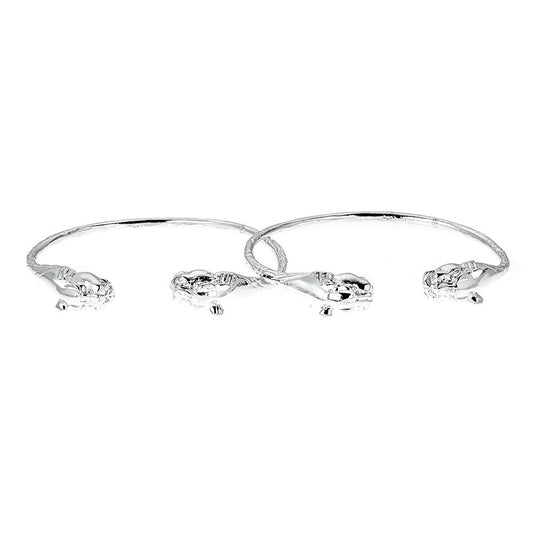 Panther Ends .925 Sterling Silver West Indian Bangles (Pair) MADE IN USA - Betterjewelry
