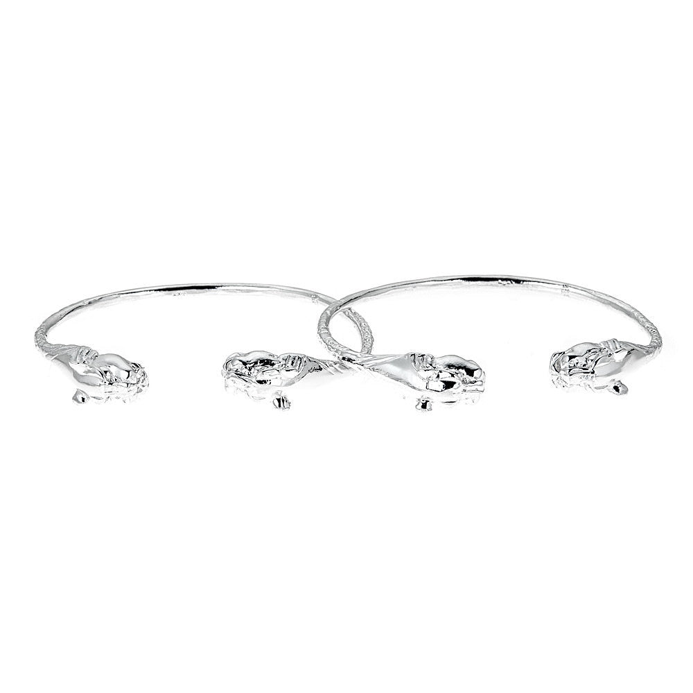 Panther Ends .925 Sterling Silver West Indian Bangles (Pair) MADE IN USA - Betterjewelry