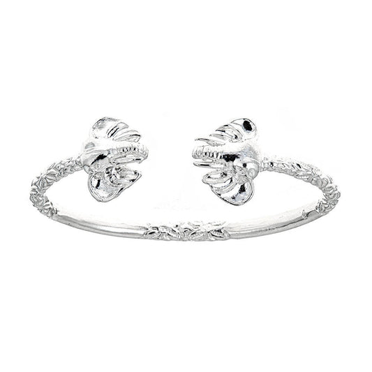 Solid .925 Sterling Silver West Indian Bangle with Large Elephant Ends - Betterjewelry