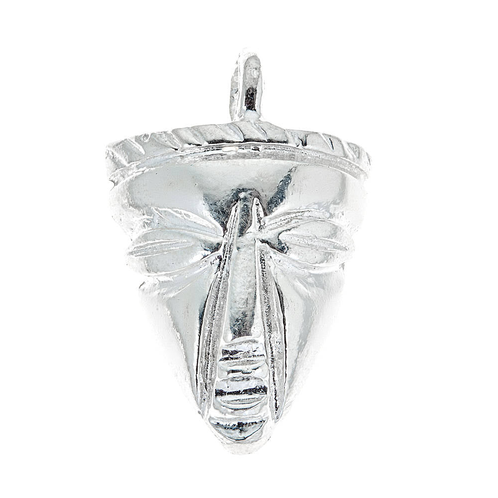 Better Jewelry Triangular African Mask .925 Sterling Silver Pendant (MADE IN USA)