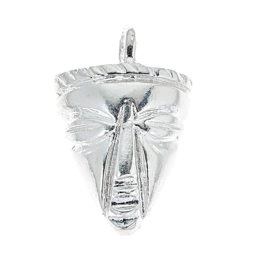 Better Jewelry Triangular African Mask .925 Sterling Silver Pendant  (MADE IN USA)
