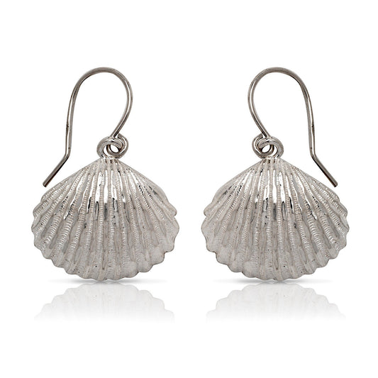 NEW .925 Sterling Silver Seashell Earrings (Made in USA) - Betterjewelry