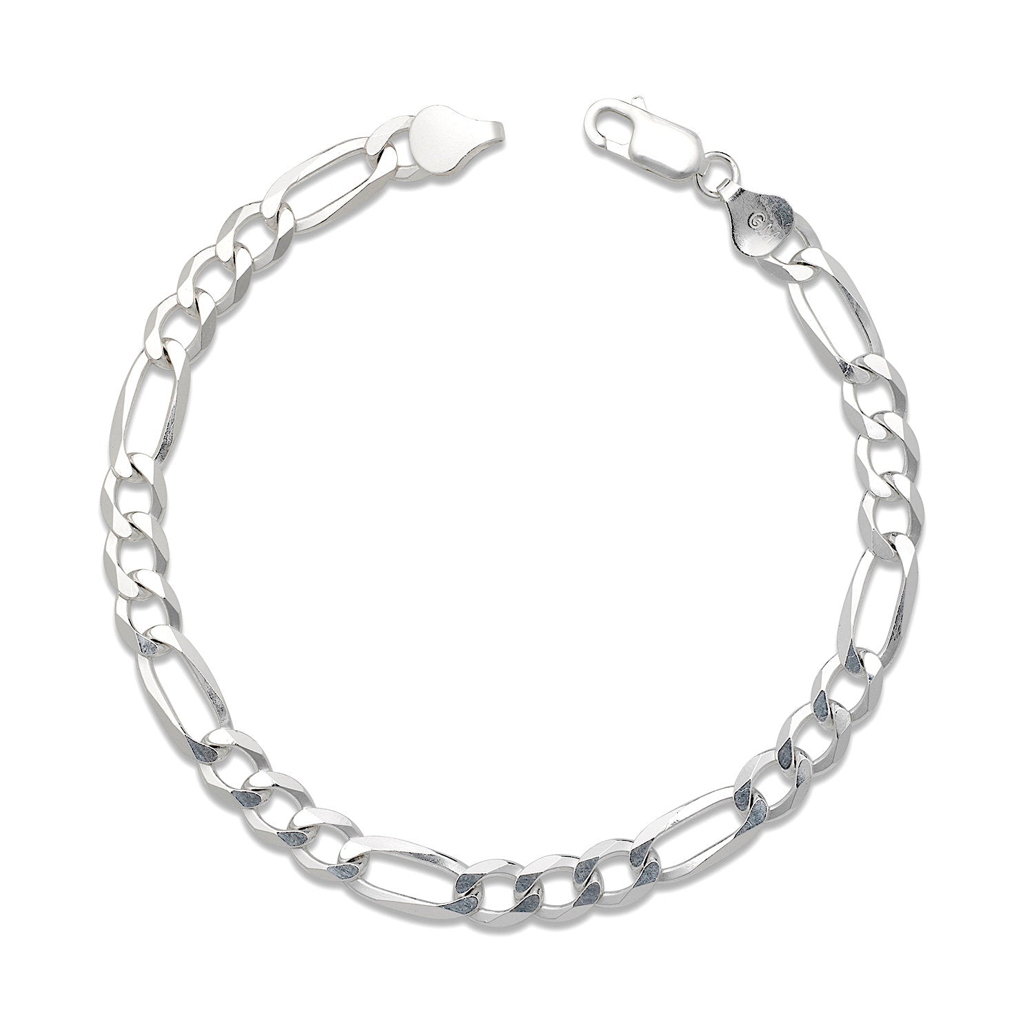 Better Jewelry Solid 8mm .925 Sterling Silver Figaro Chain