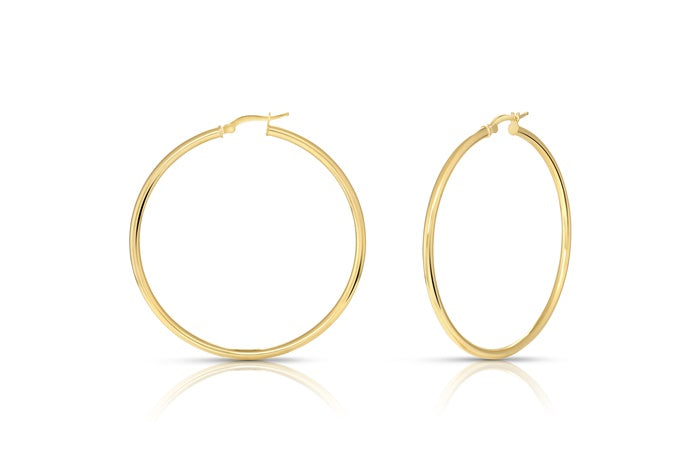 Better Jewelry Hoop Earrings .925 Sterling Silver Gold Plated 3mm