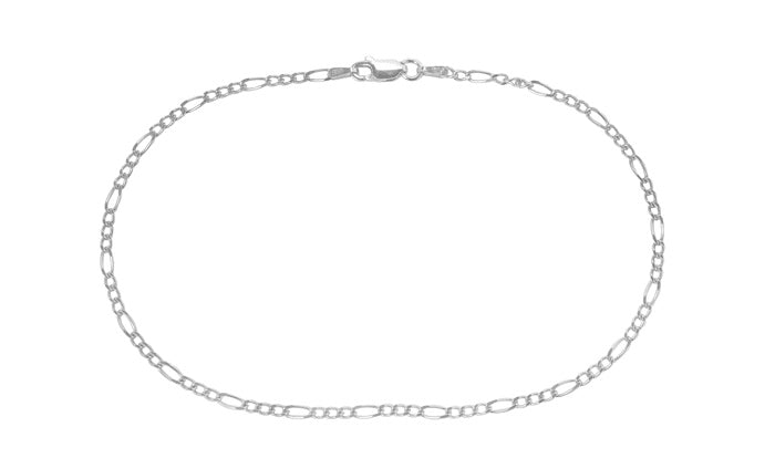 Figaro Chain Anklet .925 Sterling Silver