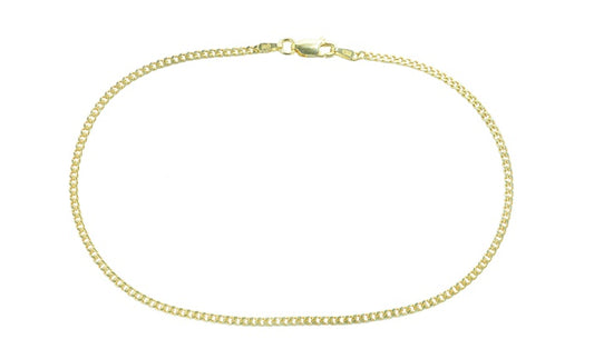 Better Jewelry Curb Chain Anklet .925 Sterling Silver Gold Plated