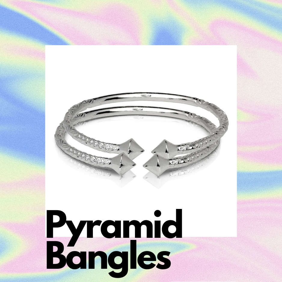 Pyramid Silver Bangles