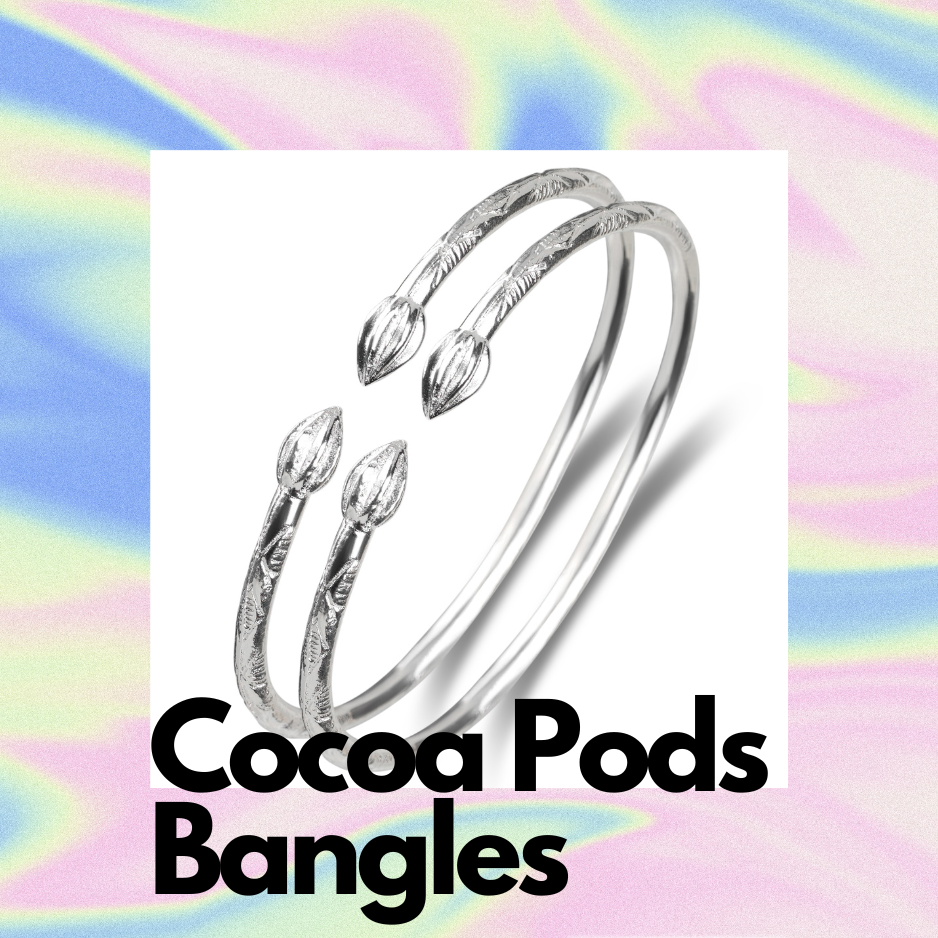 Cocoa Pods Silver Bangles