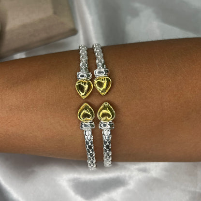 Better Jewelry Gold Plated Heart End .925 Sterling Silver West Indian Bangle, 1 piece