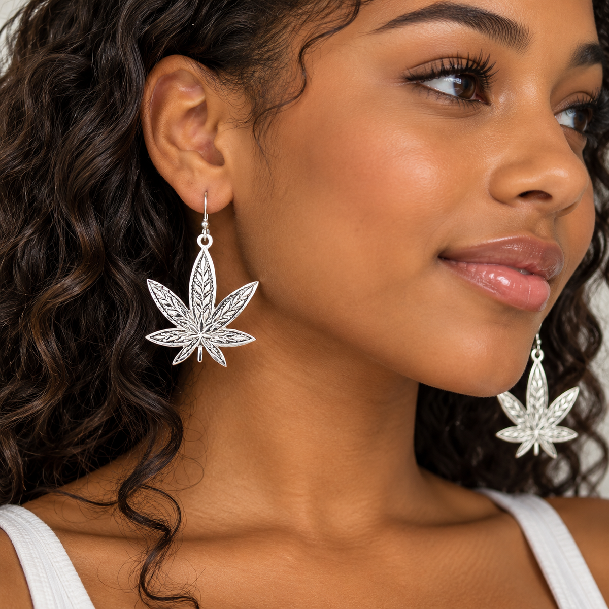 Cannabis Leaf Dangle Earrings – .925 Sterling Silver Marijuana Leaf Jewelry