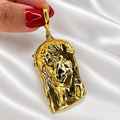 14k Gold Plated Jesus Head 925 Sterling Silver pendant