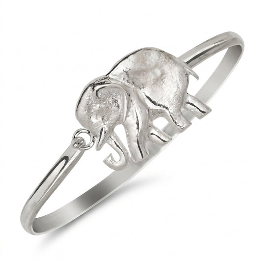 Elephant .925 Sterling Silver Hook Bangle, 1 piece