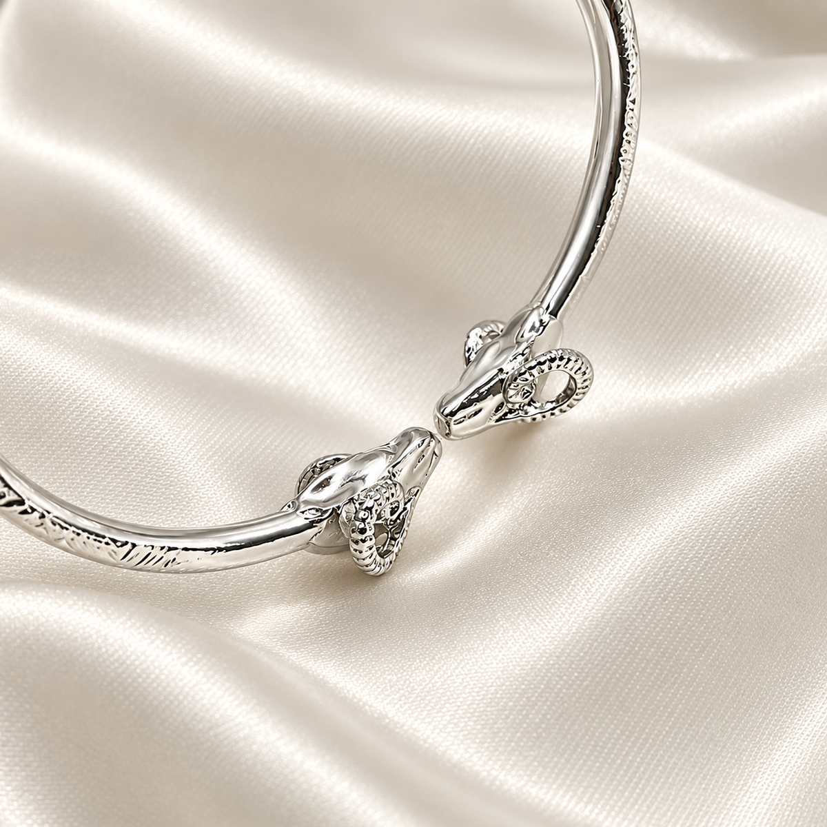 Better Jewelry Ram Solid .925 Sterling Silver West Indian Bangle