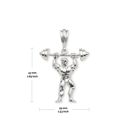Better Jewelry .925 Sterling Silver Bodybuilder Muscular Male Barbell Sports Vintage Charm Pendant