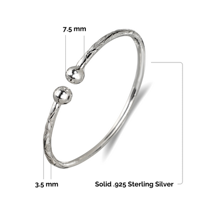 Better Jewelry Ball .925 Sterling Silver West Indian Bangle, 1 piece